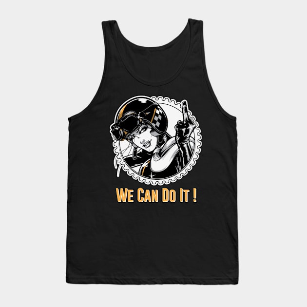 GIRL MOTORCYCLE RIDER - We Can Do It ! Tank Top by Pannolinno